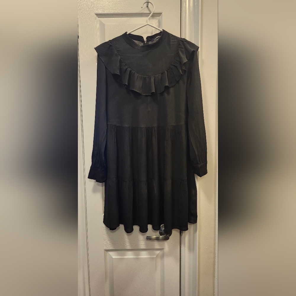 ZARA Woman Black Ruffle Tiered Mini Dress – XS - Picture 2 of 10
